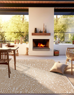 Taupe 12' x 12' Outdoor Modern Square Area Rug Weather Resistant for Patio, Deck, Terrace, Balcony, Porch 100% Polypropylene Modern Outside Carpet for Sale at Rug Engine