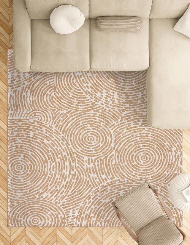 Taupe 12' x 12' Outdoor Modern Square Area Rug Weather Resistant for Patio, Deck, Terrace, Balcony, Porch 100% Polypropylene Modern Outside Carpet for Sale at Rug Engine