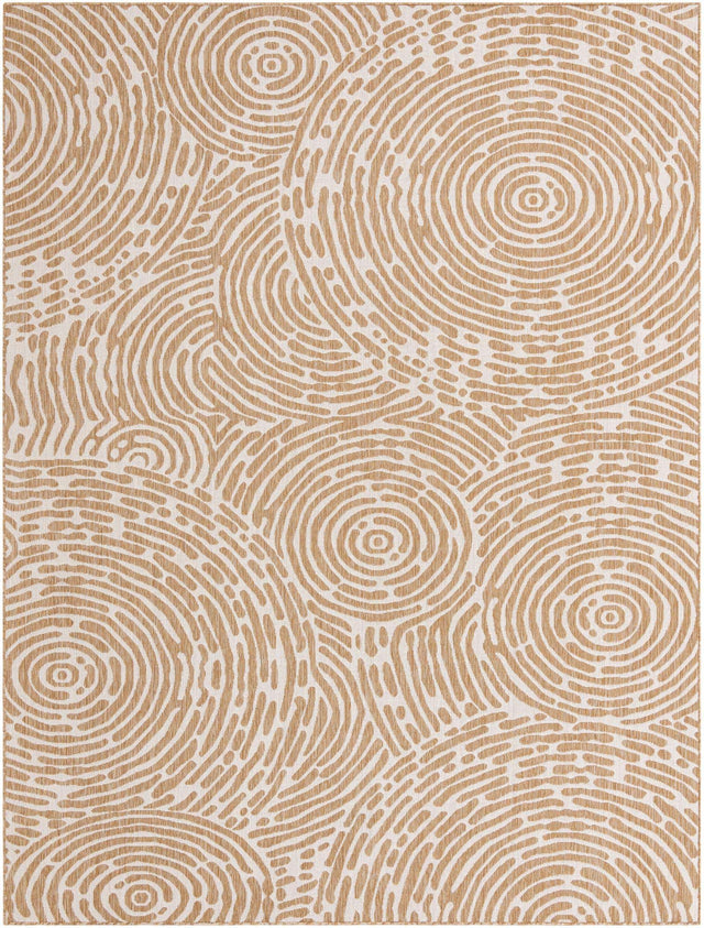 Taupe 9' x 12' Outdoor Modern Rectangle Area Rug Weather Resistant for Patio, Deck, Terrace, Balcony, Porch 100% Polypropylene Modern Outside Carpet for Sale at Rug Engine