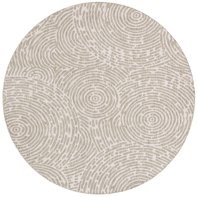 Gray 10' x 10' Outdoor Modern Round Area Rug Weather Resistant for Patio, Deck, Terrace, Balcony, Porch 100% Polypropylene Modern Outside Carpet for Sale at Rug Engine