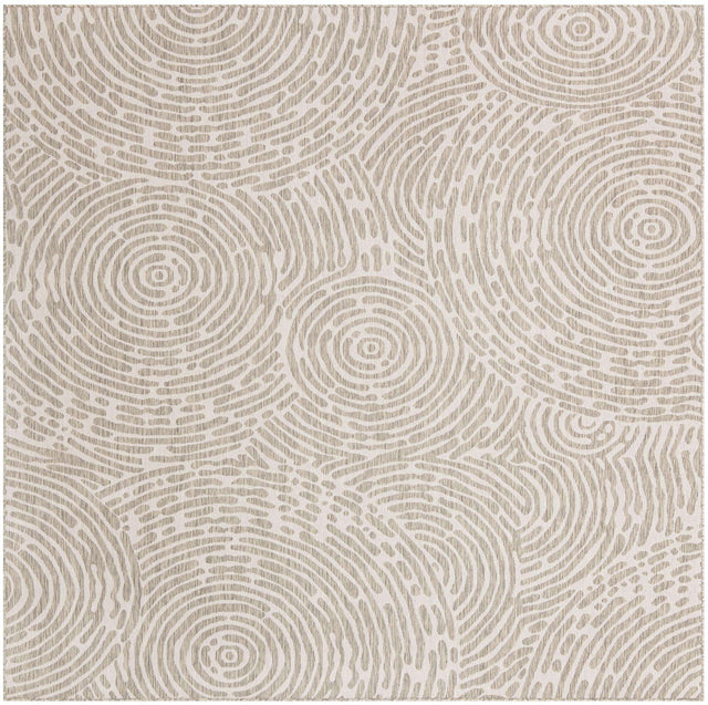 Gray 10' x 10' Outdoor Modern Square Area Rug Weather Resistant for Patio, Deck, Terrace, Balcony, Porch 100% Polypropylene Modern Outside Carpet for Sale at Rug Engine