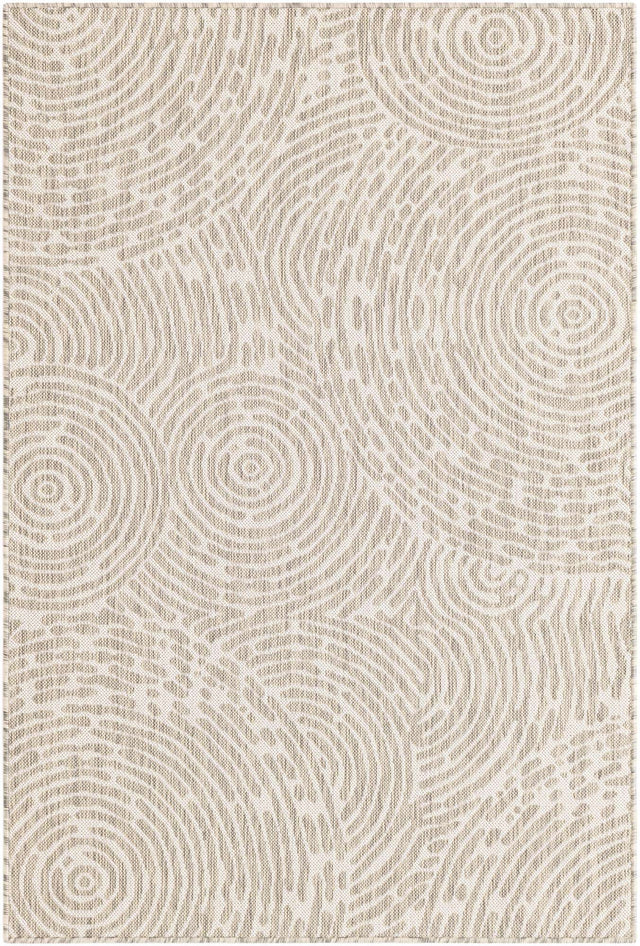Gray 4' 1 x 6' 1 Outdoor Modern Rectangle Area Rug Weather Resistant for Patio, Deck, Terrace, Balcony, Porch 100% Polypropylene Modern Outside Carpet for Sale at Rug Engine