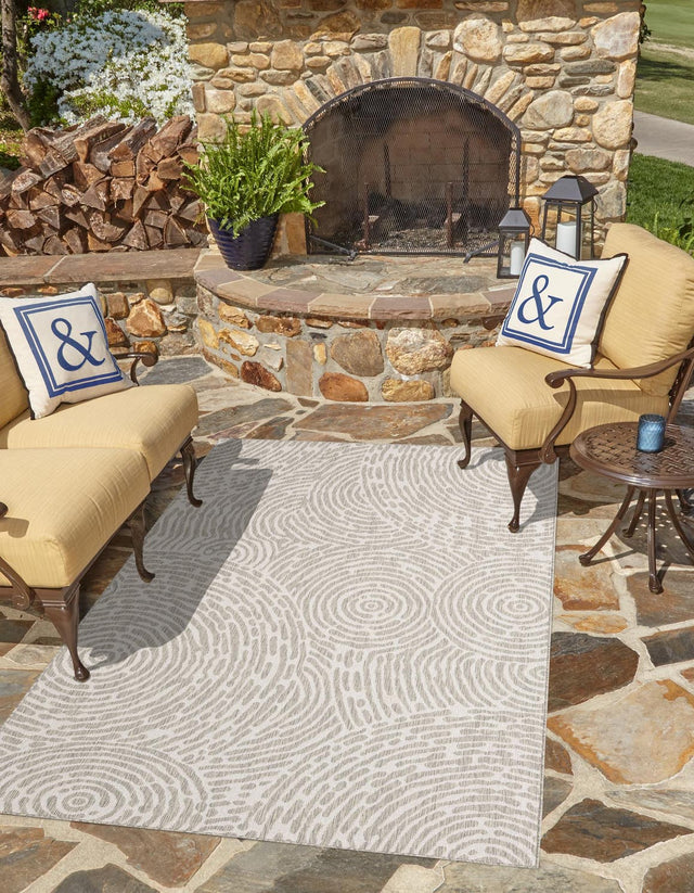 Gray 5' 3 x 8' Outdoor Modern Rectangle Area Rug Weather Resistant for Patio, Deck, Terrace, Balcony, Porch 100% Polypropylene Modern Outside Carpet for Sale at Rug Engine