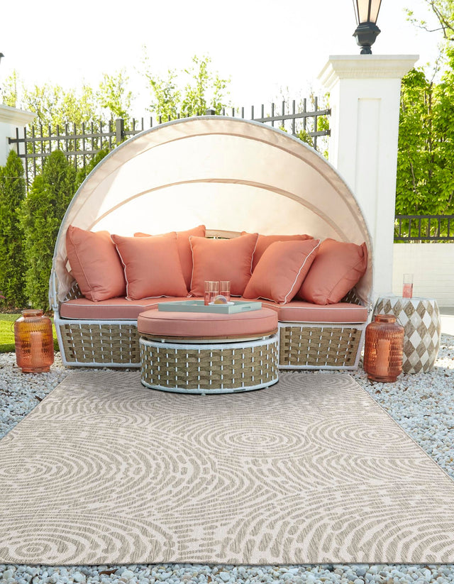 Gray 10' x 14' 1 Outdoor Modern Rectangle Area Rug Weather Resistant for Patio, Deck, Terrace, Balcony, Porch 100% Polypropylene Modern Outside Carpet for Sale at Rug Engine
