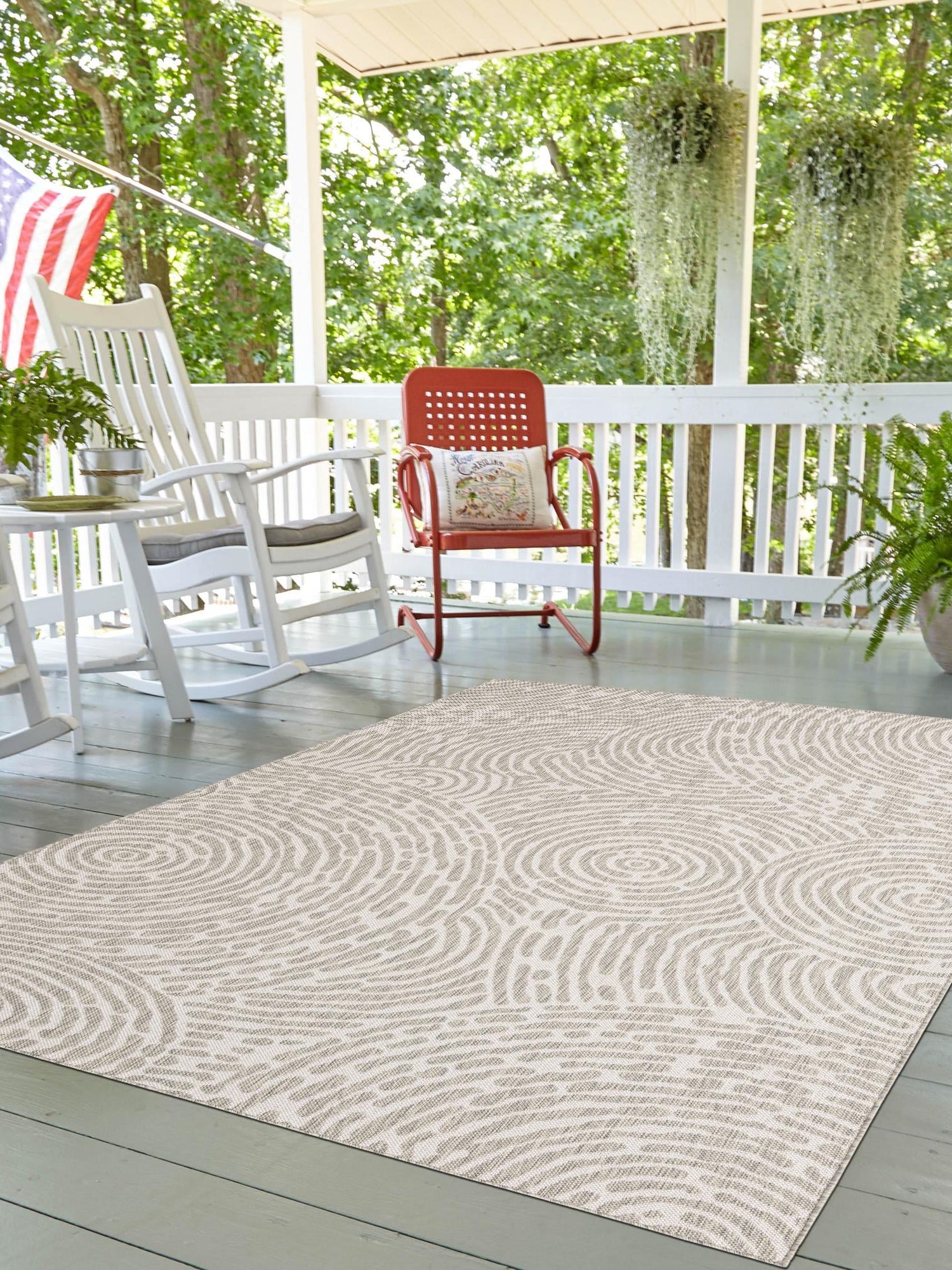Gray 9' x 12' Outdoor Modern Rectangle Area Rug Weather Resistant for Patio, Deck, Terrace, Balcony, Porch 100% Polypropylene Modern Outside Carpet for Sale at Rug Engine