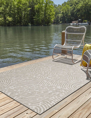 Gray 5' 3 x 7' 1 Outdoor Modern Rectangle Area Rug Weather Resistant for Patio, Deck, Terrace, Balcony, Porch 100% Polypropylene Modern Outside Carpet for Sale at Rug Engine