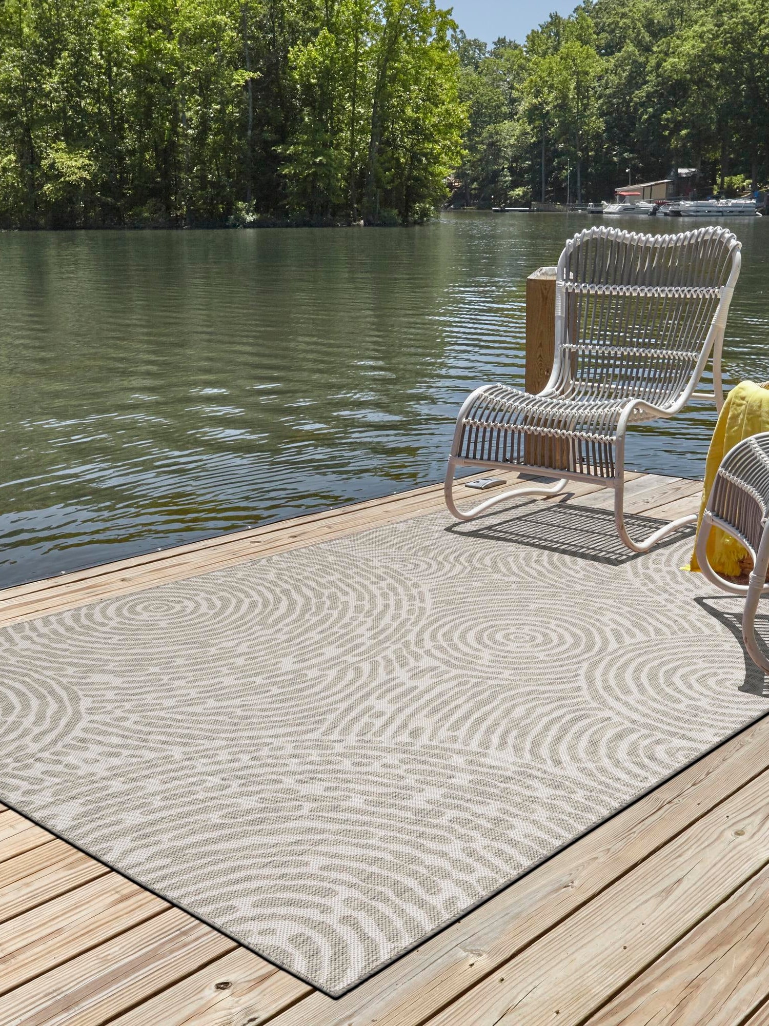 Gray 7' 10 x 10' Outdoor Modern Rectangle Area Rug Weather Resistant for Patio, Deck, Terrace, Balcony, Porch 100% Polypropylene Modern Outside Carpet for Sale at Rug Engine