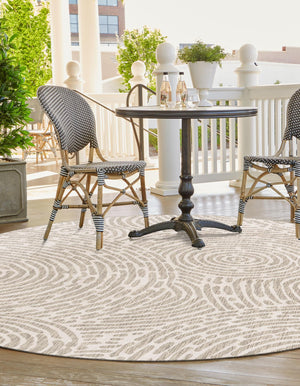Gray 10' x 10' Outdoor Modern Round Area Rug Weather Resistant for Patio, Deck, Terrace, Balcony, Porch 100% Polypropylene Modern Outside Carpet for Sale at Rug Engine