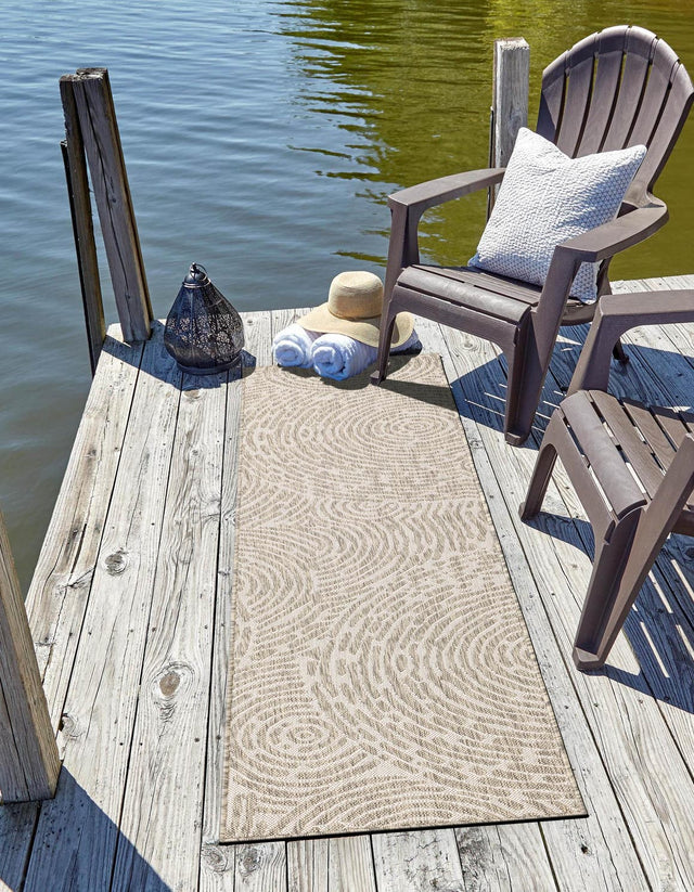 Gray 2' x 6' 1 Outdoor Modern Runner Area Rug Weather Resistant for Patio, Deck, Terrace, Balcony, Porch 100% Polypropylene Modern Outside Carpet for Sale at Rug Engine