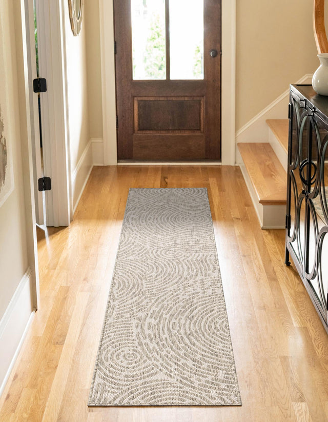 Gray 2' x 6' 1 Outdoor Modern Runner Area Rug Weather Resistant for Patio, Deck, Terrace, Balcony, Porch 100% Polypropylene Modern Outside Carpet for Sale at Rug Engine
