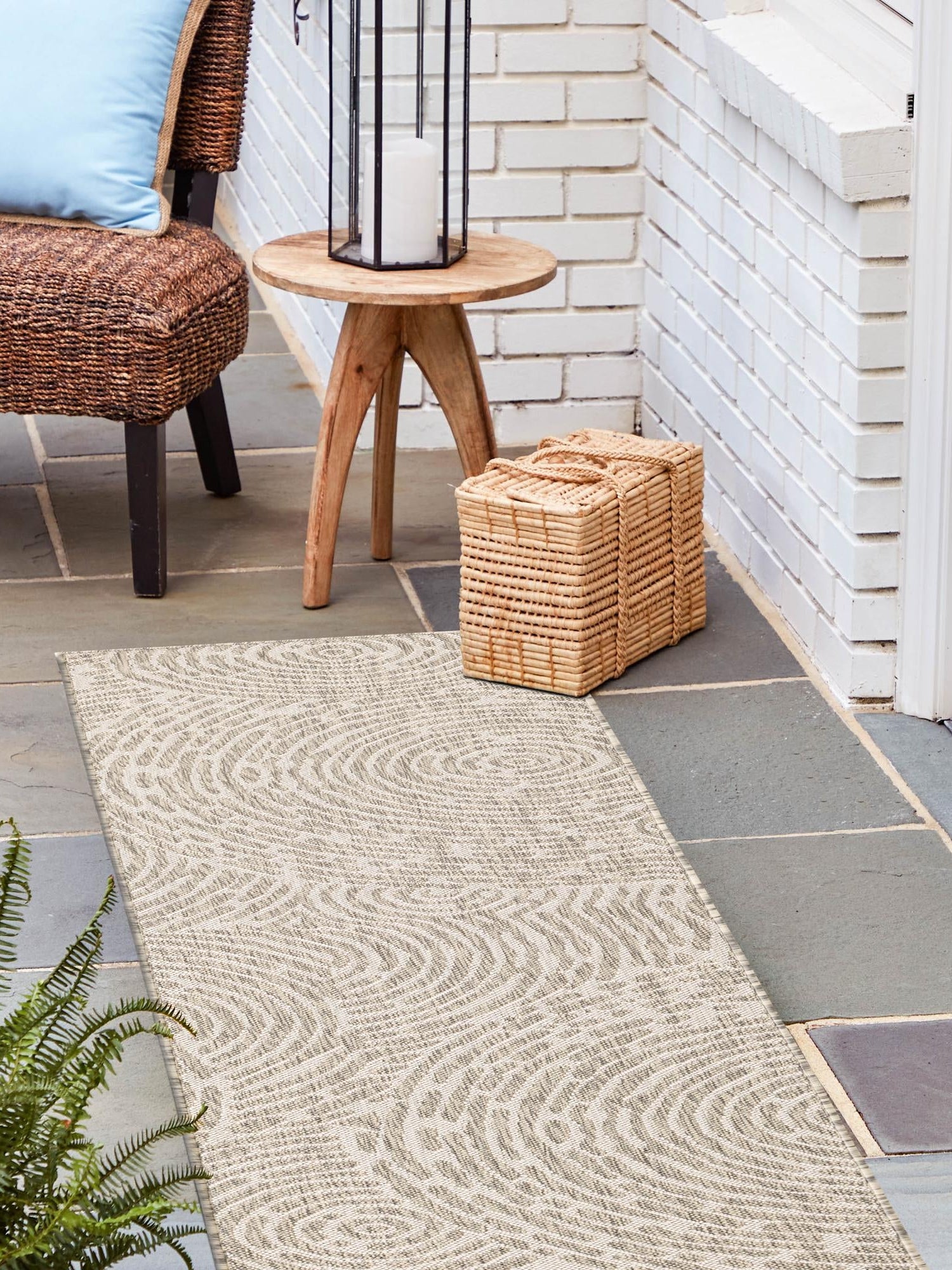 Gray 2' 7 x 12' Outdoor Modern Runner Area Rug Weather Resistant for Patio, Deck, Terrace, Balcony, Porch 100% Polypropylene Modern Outside Carpet for Sale at Rug Engine