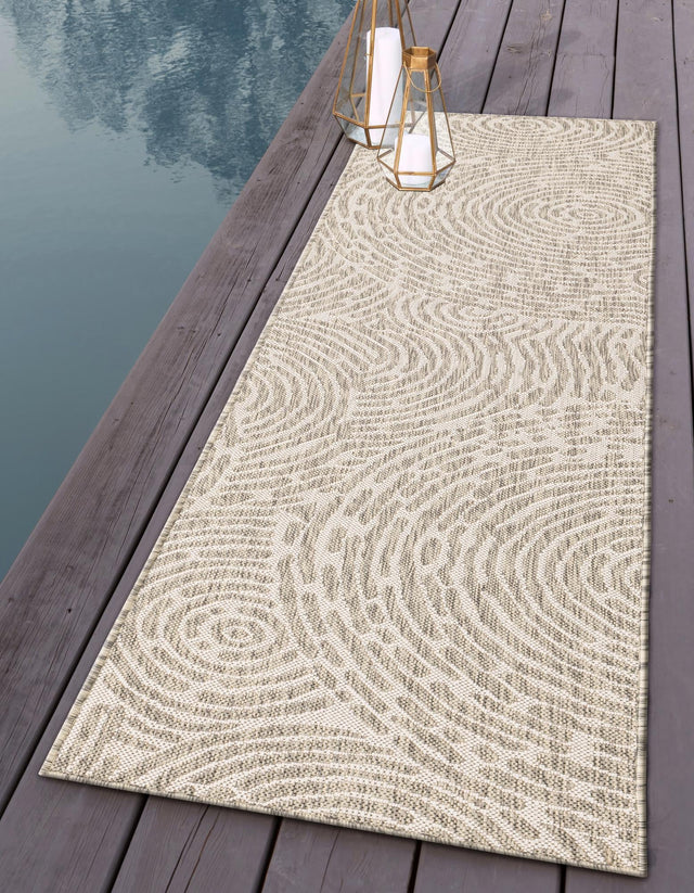 Gray 2' x 6' 1 Outdoor Modern Runner Area Rug Weather Resistant for Patio, Deck, Terrace, Balcony, Porch 100% Polypropylene Modern Outside Carpet for Sale at Rug Engine