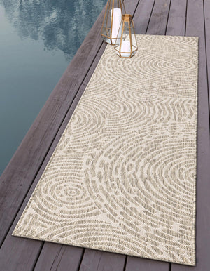 Gray 2' x 4' 1 Outdoor Modern Runner Area Rug Weather Resistant for Patio, Deck, Terrace, Balcony, Porch 100% Polypropylene Modern Outside Carpet for Sale at Rug Engine