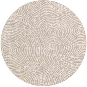 Gray 7' 10 x 7' 10 Outdoor Modern Round Area Rug Weather Resistant for Patio, Deck, Terrace, Balcony, Porch 100% Polypropylene Modern Outside Carpet for Sale at Rug Engine