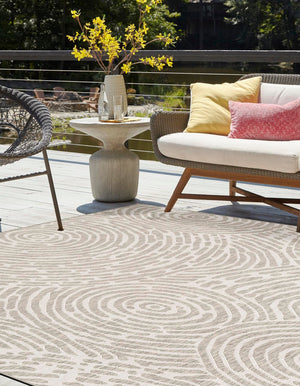 Gray 10' x 10' Outdoor Modern Square Area Rug Weather Resistant for Patio, Deck, Terrace, Balcony, Porch 100% Polypropylene Modern Outside Carpet for Sale at Rug Engine
