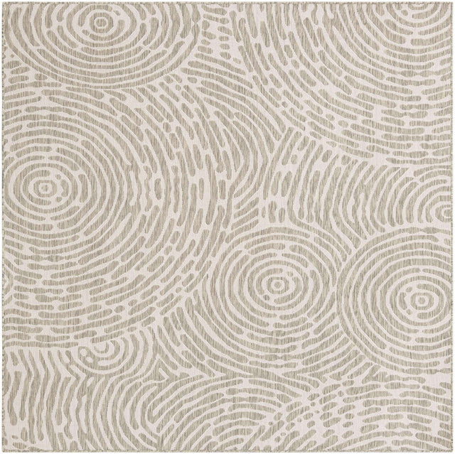 Gray 7' 10 x 7' 10 Outdoor Modern Square Area Rug Weather Resistant for Patio, Deck, Terrace, Balcony, Porch 100% Polypropylene Modern Outside Carpet for Sale at Rug Engine