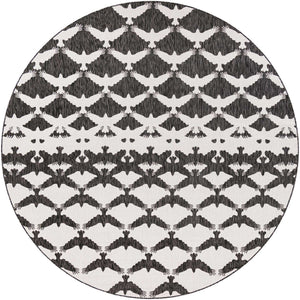 Black and White 10' x 10' Outdoor Modern Round Area Rug Weather Resistant for Patio, Deck, Terrace, Balcony, Porch 100% Polypropylene Modern Outside Carpet for Sale at Rug Engine