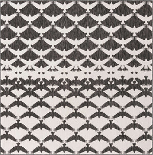 Black and White 10' x 10' Outdoor Modern Square Area Rug Weather Resistant for Patio, Deck, Terrace, Balcony, Porch 100% Polypropylene Modern Outside Carpet for Sale at Rug Engine