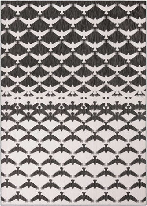 Black and White 10' x 14' 1 Outdoor Modern Rectangle Area Rug Weather Resistant for Patio, Deck, Terrace, Balcony, Porch 100% Polypropylene Modern Outside Carpet for Sale at Rug Engine