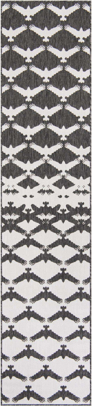 Black and White 3' x 12' Outdoor Modern Runner Rug