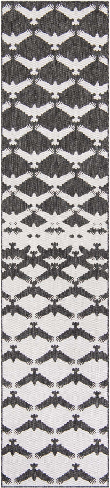 Black and White 3' x 12' Outdoor Modern Runner Rug