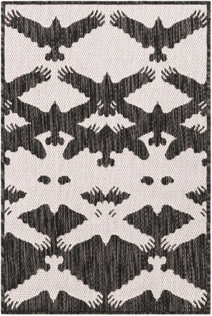 Black and White 2' x 3' 1 Outdoor Modern Rectangle Area Rug Weather Resistant for Patio, Deck, Terrace, Balcony, Porch 100% Polypropylene Modern Outside Carpet for Sale at Rug Engine
