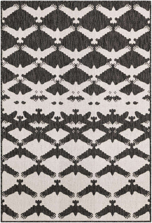 Black and White 4' 1 x 6' 1 Outdoor Modern Rectangle Area Rug Weather Resistant for Patio, Deck, Terrace, Balcony, Porch 100% Polypropylene Modern Outside Carpet for Sale at Rug Engine