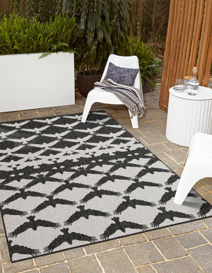 Black and White 2' x 3' 1 Outdoor Modern Rectangle Area Rug Weather Resistant for Patio, Deck, Terrace, Balcony, Porch 100% Polypropylene Modern Outside Carpet for Sale at Rug Engine