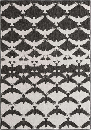 Black and White 5' 3 x 8' Outdoor Modern Rectangle Area Rug Weather Resistant for Patio, Deck, Terrace, Balcony, Porch 100% Polypropylene Modern Outside Carpet for Sale at Rug Engine