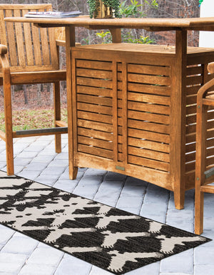 Black and White 2' x 6' 1 Outdoor Modern Runner Area Rug Weather Resistant for Patio, Deck, Terrace, Balcony, Porch 100% Polypropylene Modern Outside Carpet for Sale at Rug Engine