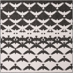 Black and White 7' 10 x 7' 10 Outdoor Modern Square Area Rug Weather Resistant for Patio, Deck, Terrace, Balcony, Porch 100% Polypropylene Modern Outside Carpet for Sale at Rug Engine