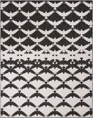 Black and White 7' 10 x 10' Outdoor Modern Rectangle Area Rug Weather Resistant for Patio, Deck, Terrace, Balcony, Porch 100% Polypropylene Modern Outside Carpet for Sale at Rug Engine