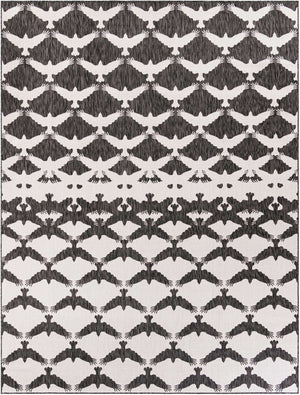 Black and White 9' x 12' Outdoor Modern Rectangle Area Rug Weather Resistant for Patio, Deck, Terrace, Balcony, Porch 100% Polypropylene Modern Outside Carpet for Sale at Rug Engine