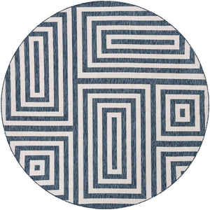 Blue 10' x 10' Outdoor Modern Round Area Rug Weather Resistant for Patio, Deck, Terrace, Balcony, Porch 100% Polypropylene Modern Outside Carpet for Sale at Rug Engine