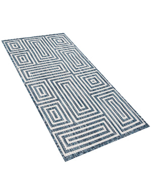 Blue 2' x 4' 1 Outdoor Modern Runner Area Rug Weather Resistant for Patio, Deck, Terrace, Balcony, Porch 100% Polypropylene Modern Outside Carpet for Sale at Rug Engine