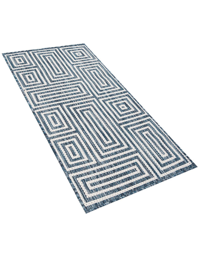 Blue 2' x 4' 1 Outdoor Modern Runner Area Rug Weather Resistant for Patio, Deck, Terrace, Balcony, Porch 100% Polypropylene Modern Outside Carpet for Sale at Rug Engine