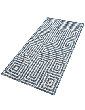 Blue 2' x 4' 1 Outdoor Modern Runner Area Rug Weather Resistant for Patio, Deck, Terrace, Balcony, Porch 100% Polypropylene Modern Outside Carpet for Sale at Rug Engine