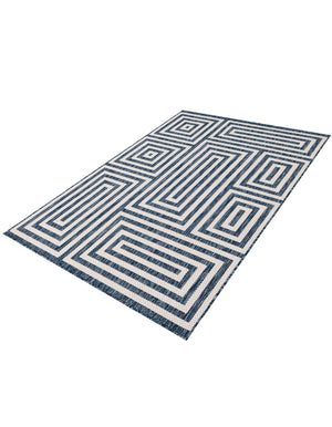Blue 4' 1 x 6' 1 Outdoor Modern Rectangle Area Rug Weather Resistant for Patio, Deck, Terrace, Balcony, Porch 100% Polypropylene Modern Outside Carpet for Sale at Rug Engine
