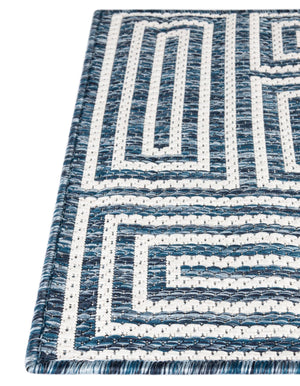 Blue 4' 1 x 6' 1 Outdoor Modern Rectangle Area Rug Weather Resistant for Patio, Deck, Terrace, Balcony, Porch 100% Polypropylene Modern Outside Carpet for Sale at Rug Engine