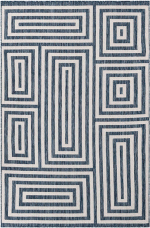 Blue 5' 3 x 8' Outdoor Modern Rectangle Area Rug Weather Resistant for Patio, Deck, Terrace, Balcony, Porch 100% Polypropylene Modern Outside Carpet for Sale at Rug Engine