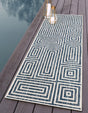 Blue 2' x 6' 1 Outdoor Modern Runner Area Rug Weather Resistant for Patio, Deck, Terrace, Balcony, Porch 100% Polypropylene Modern Outside Carpet for Sale at Rug Engine