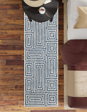 Blue 2' x 4' 1 Outdoor Modern Runner Area Rug Weather Resistant for Patio, Deck, Terrace, Balcony, Porch 100% Polypropylene Modern Outside Carpet for Sale at Rug Engine