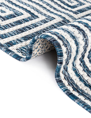 Blue 2' x 4' 1 Outdoor Modern Runner Area Rug Weather Resistant for Patio, Deck, Terrace, Balcony, Porch 100% Polypropylene Modern Outside Carpet for Sale at Rug Engine