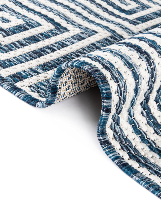 Blue 2' x 4' 1 Outdoor Modern Runner Area Rug Weather Resistant for Patio, Deck, Terrace, Balcony, Porch 100% Polypropylene Modern Outside Carpet for Sale at Rug Engine
