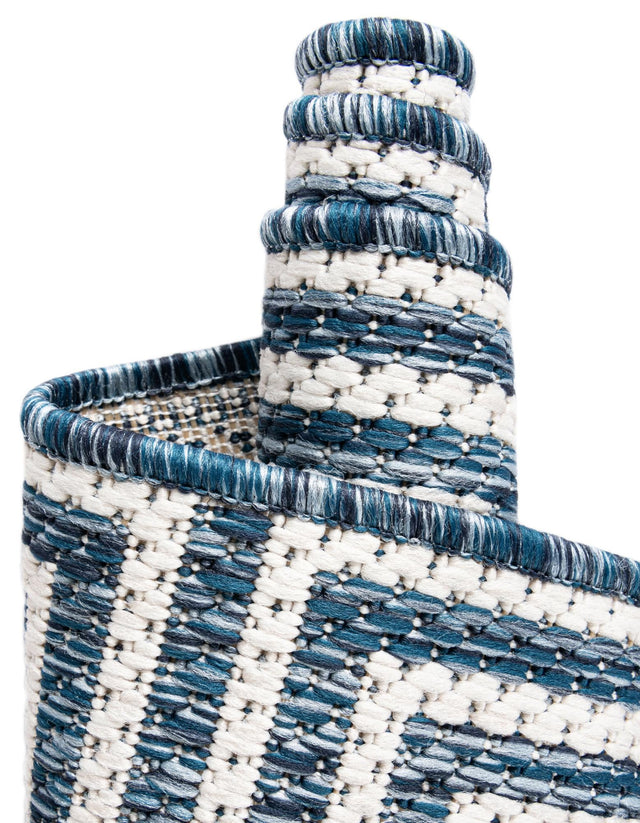 Blue 2' x 4' 1 Outdoor Modern Runner Area Rug Weather Resistant for Patio, Deck, Terrace, Balcony, Porch 100% Polypropylene Modern Outside Carpet for Sale at Rug Engine