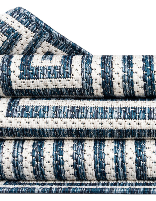 Blue 2' x 4' 1 Outdoor Modern Runner Area Rug Weather Resistant for Patio, Deck, Terrace, Balcony, Porch 100% Polypropylene Modern Outside Carpet for Sale at Rug Engine