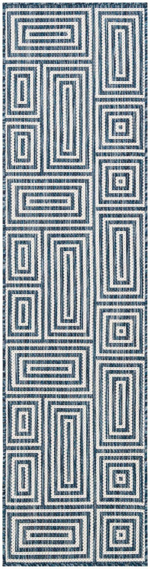 Blue 2' x 8' Outdoor Modern Runner Area Rug Weather Resistant for Patio, Deck, Terrace, Balcony, Porch 100% Polypropylene Modern Outside Carpet for Sale at Rug Engine
