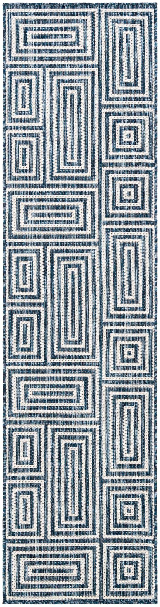 Blue 2' x 8' Outdoor Modern Runner Area Rug Weather Resistant for Patio, Deck, Terrace, Balcony, Porch 100% Polypropylene Modern Outside Carpet for Sale at Rug Engine
