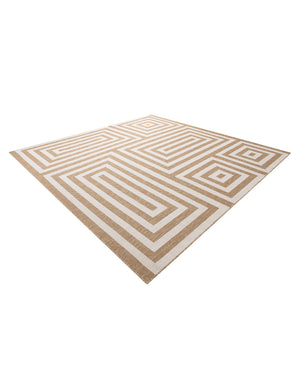 Taupe 10' x 10' Outdoor Modern Square Area Rug Weather Resistant for Patio, Deck, Terrace, Balcony, Porch 100% Polypropylene Modern Outside Carpet for Sale at Rug Engine