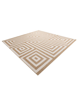 Taupe 10' x 10' Outdoor Modern Square Area Rug Weather Resistant for Patio, Deck, Terrace, Balcony, Porch 100% Polypropylene Modern Outside Carpet for Sale at Rug Engine